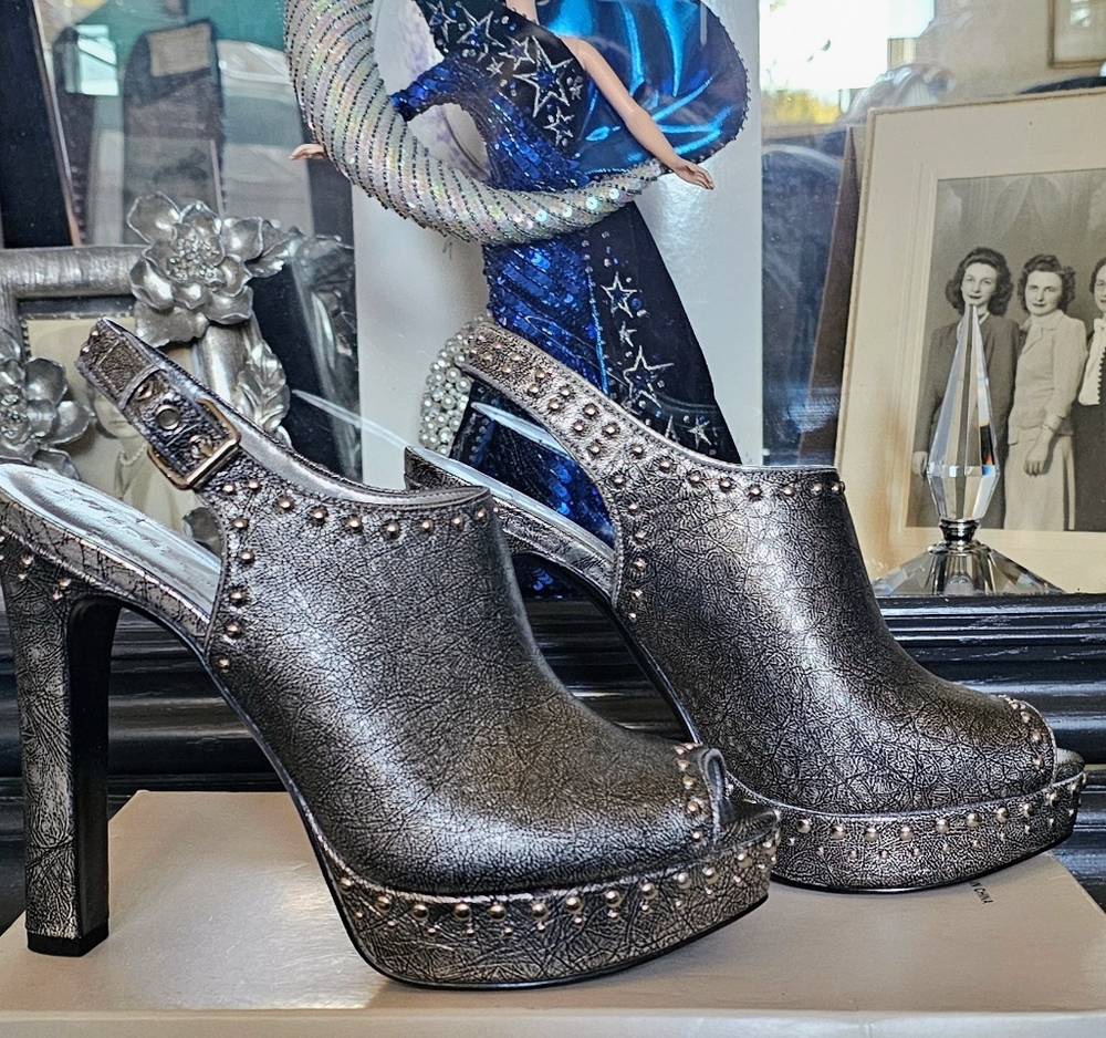 BCBG Metallic Studded Heels